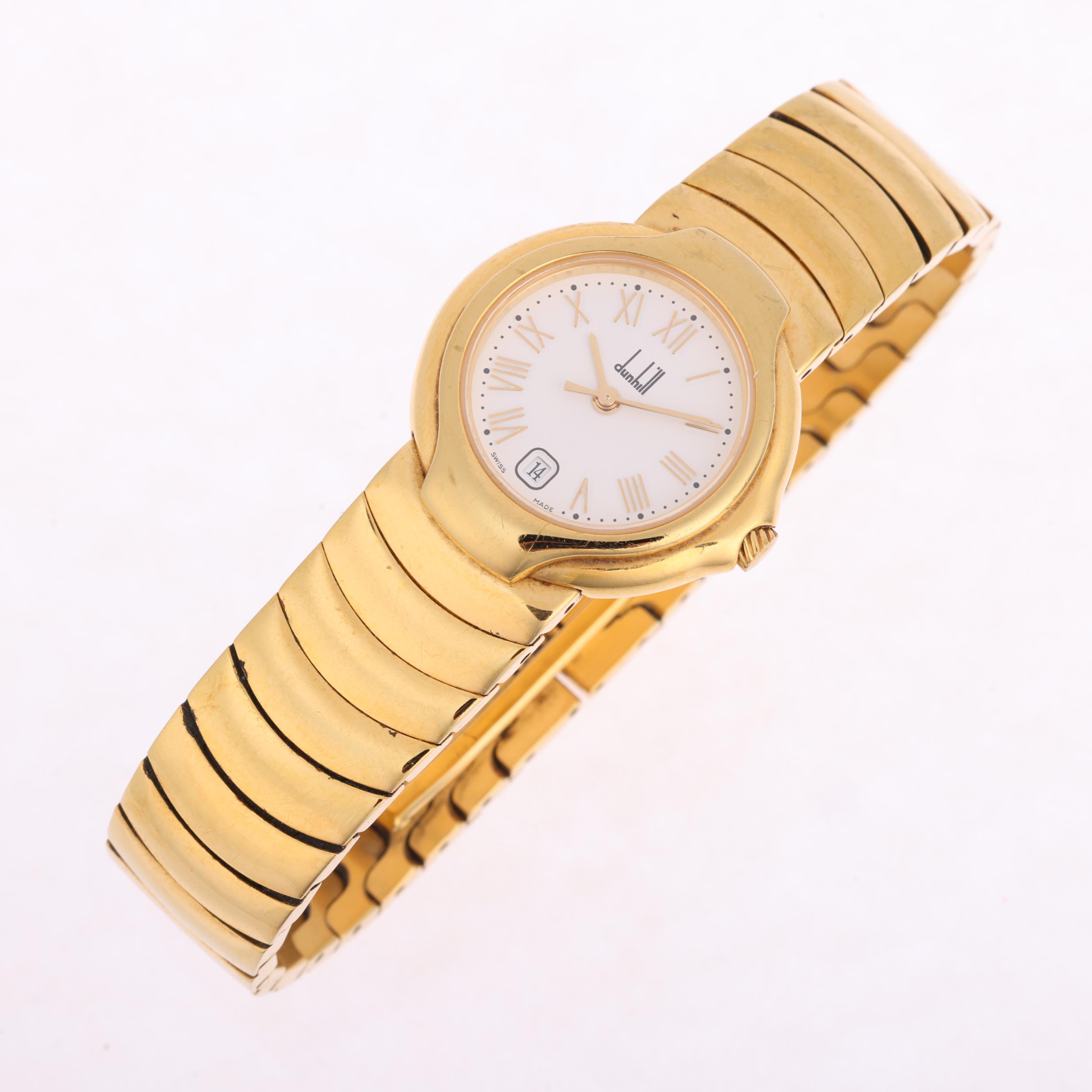 DUNHILL - a lady's gold plated stainless steel Millennium quartz bracelet watch, ref. 8000, white - Image 2 of 5