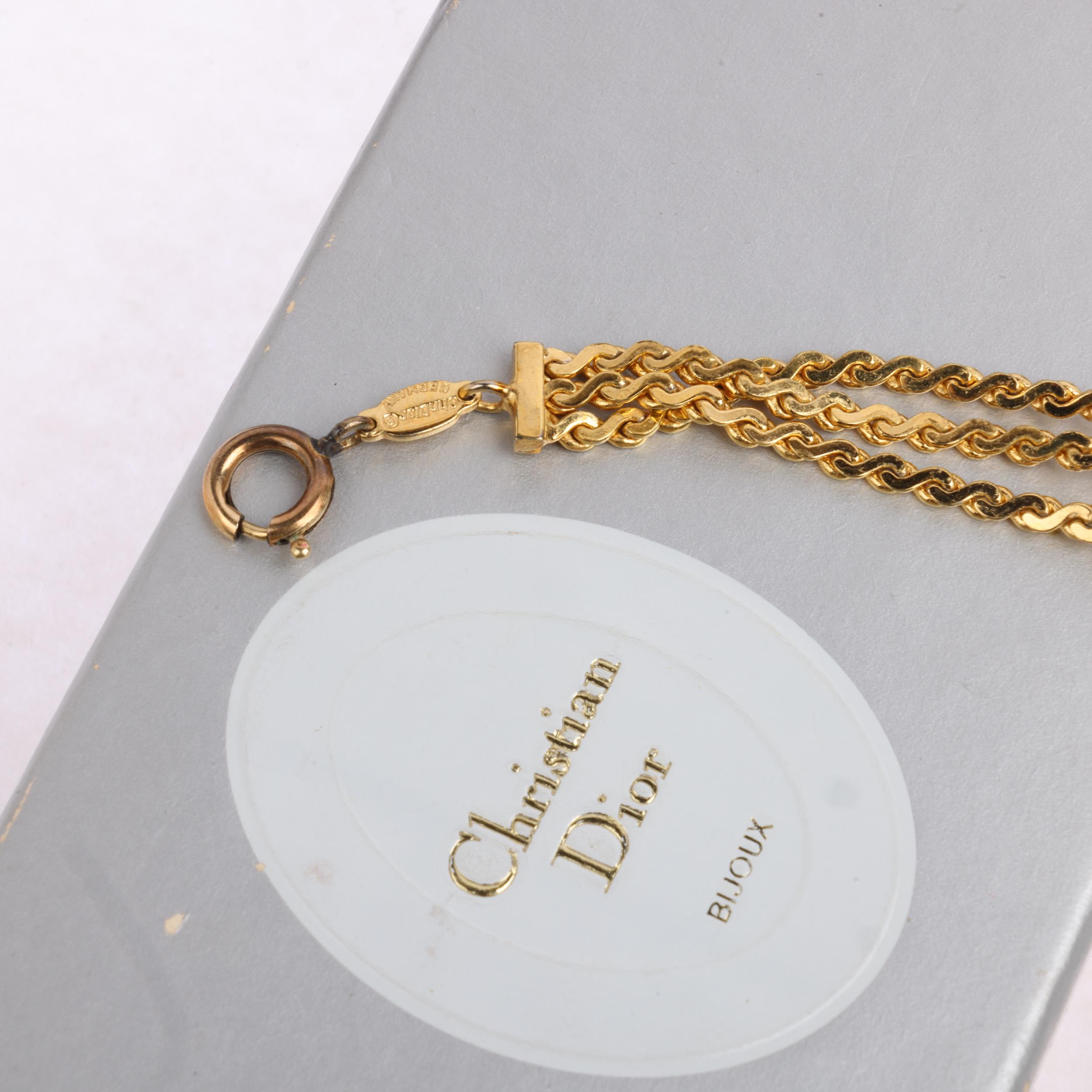 CHRISTIAN DIOR - a Vintage gold plated Bakelite necklace, on multi-strand serpentine link chain, - Image 3 of 3