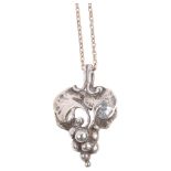 GEORG JENSEN - an Art Nouveau style Danish sterling silver Pendant Of The Year 1996 necklace, on