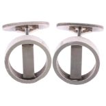 GEORG JENSEN - a pair of Danish modernist sterling silver openwork cufflinks, designed by Soren