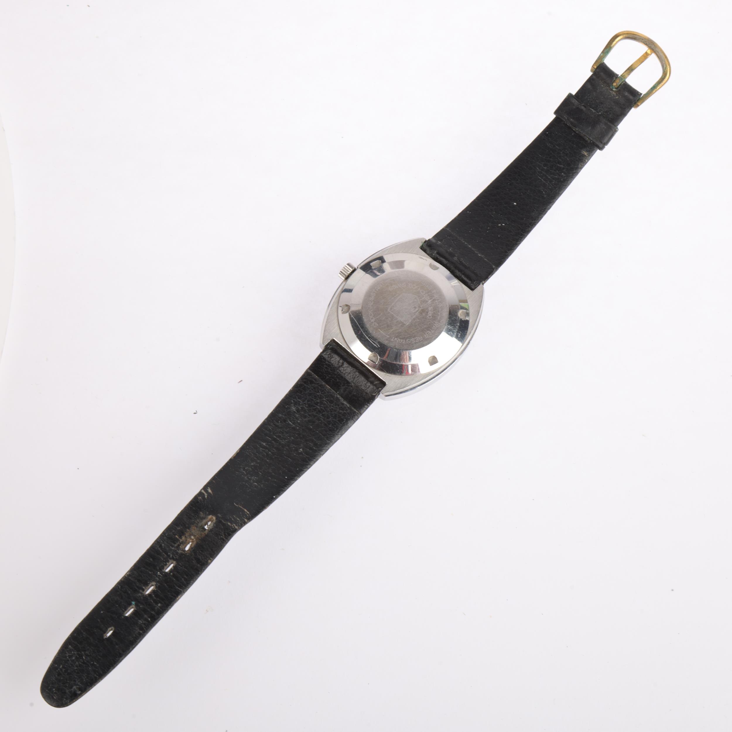 ORIS - a Vintage stainless steel Star Twen automatic calendar wristwatch, circa 1970s, blue dial - Image 3 of 5