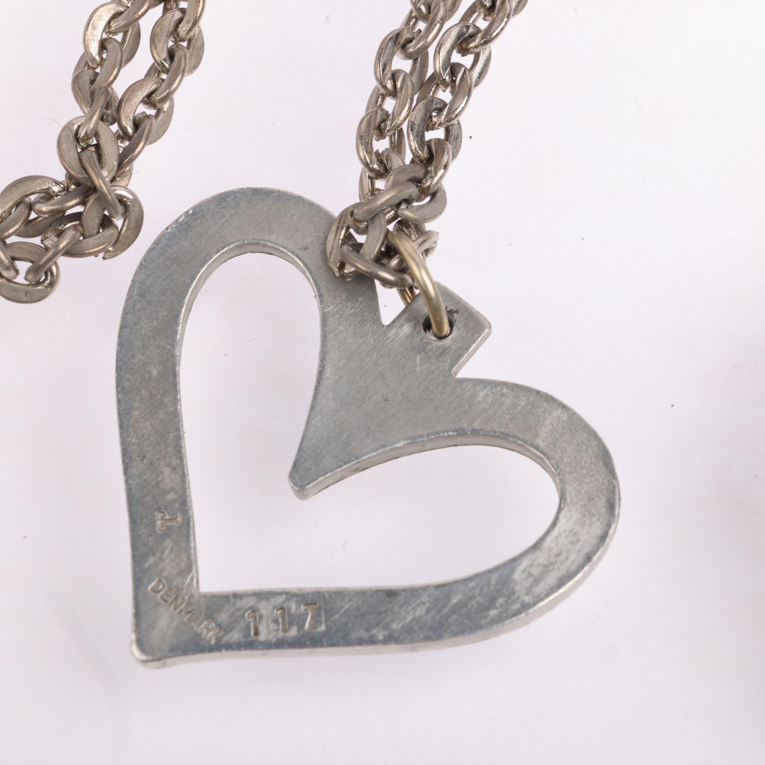 STIGBERT - 2 Swedish brutalist pewter pendant necklaces, including heart example, 39.2mm (2) - Image 3 of 3