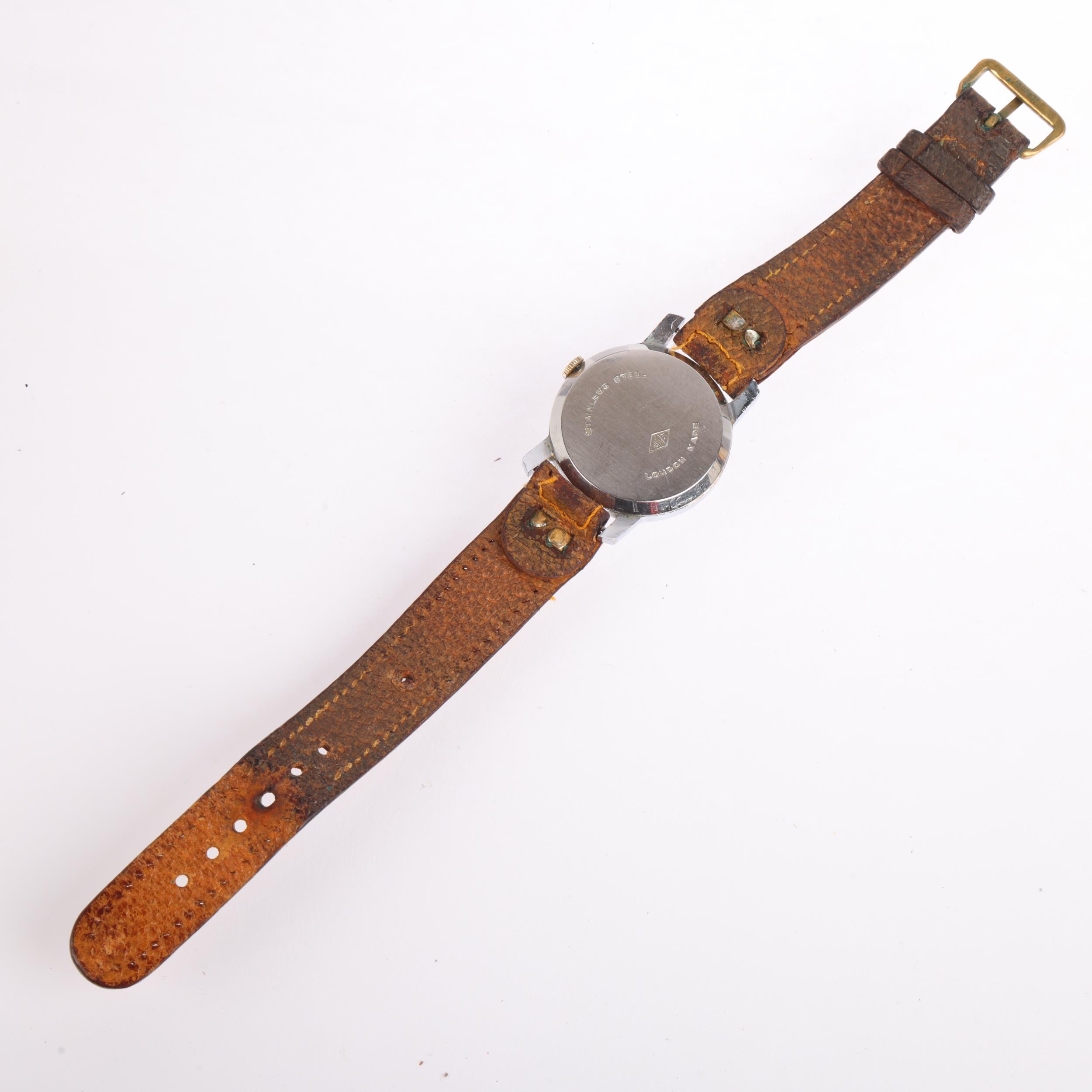 BUTTES WATCH COMPANY (BWC) - a Vintage Swiss stainless steel mechanical wristwatch, circa 1940s, - Image 3 of 5