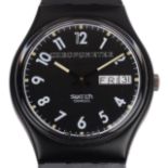 SWATCH - a black plastic chronometer quartz wristwatch, circa 1989, limited edition no. 0469 of