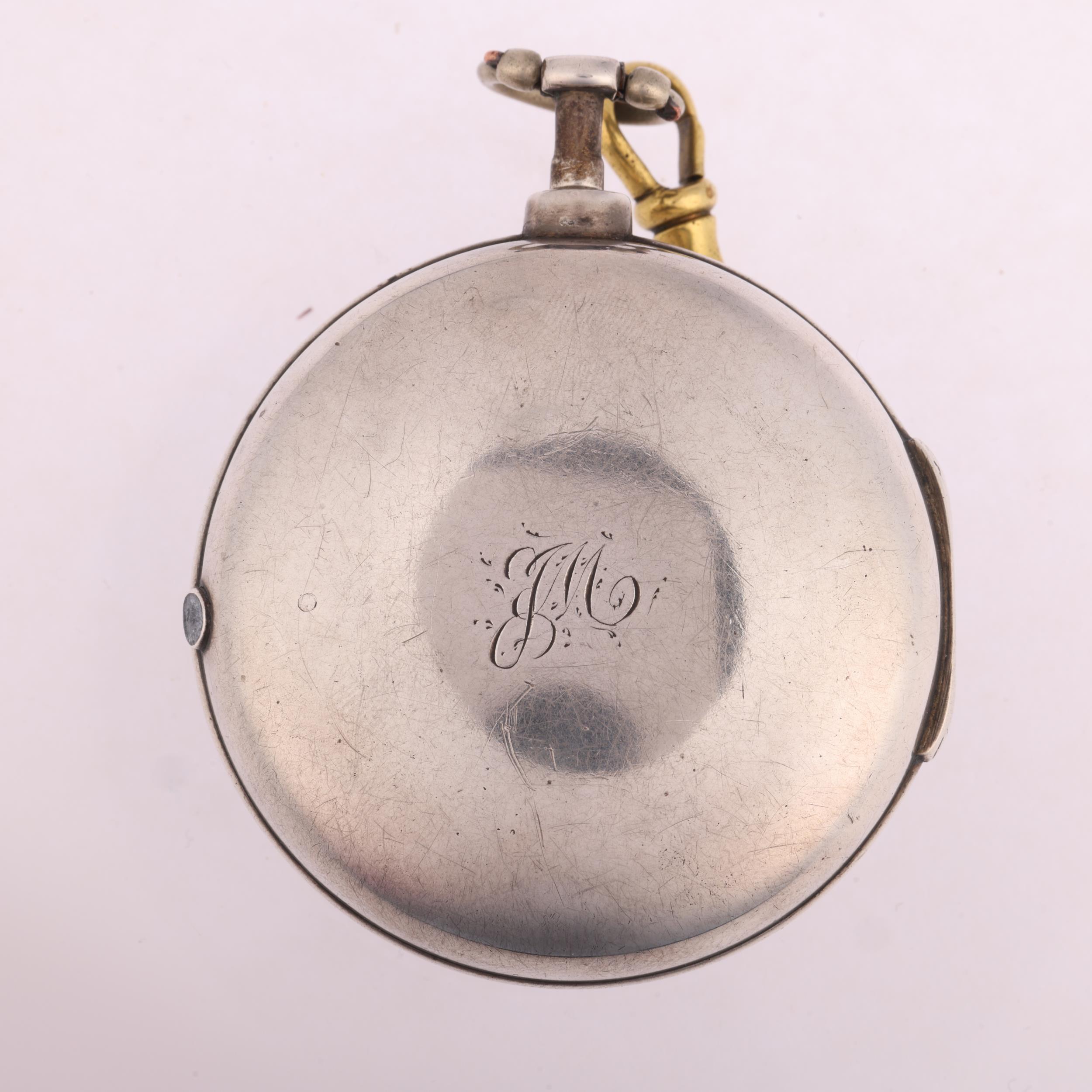 An early 19th century silver pair-cased open-face key-wind verge pocket watch, by T Strong of - Image 2 of 5