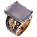 A large silver-gilt gem set panel ring, setting height 20.4mm, size N, 11.4g Condition Report: No