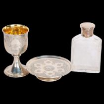 A cased Victorian silver 3-piece travelling communion set, Edward & John Barnard, London 1858,