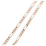 A 9ct gold figaro link chain necklace, 44cm, 8.5g Condition Report: No damage or repair, no broken