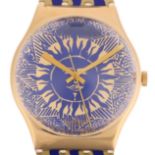 SWATCH - a gold plated plastic Hocus Pocus quartz wristwatch, ref. GZ122, circa Christmas 1991,