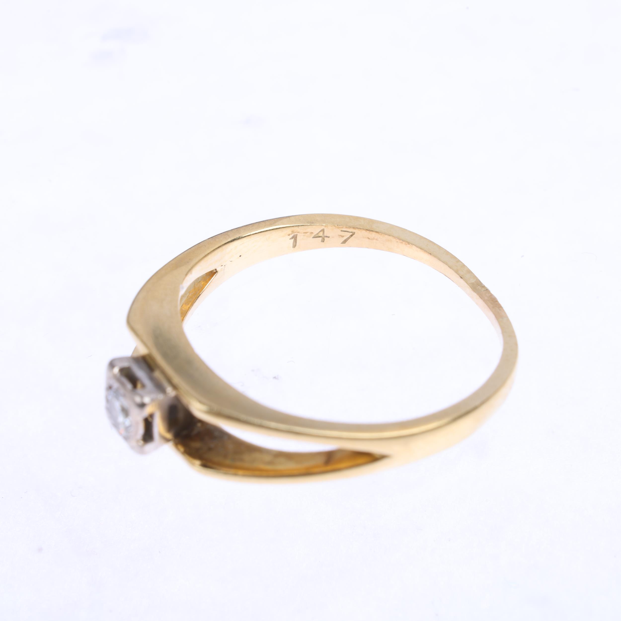 An 18ct gold 0.1ct solitaire diamond ring, square set with modern round brilliant-cut diamond, - Image 3 of 4