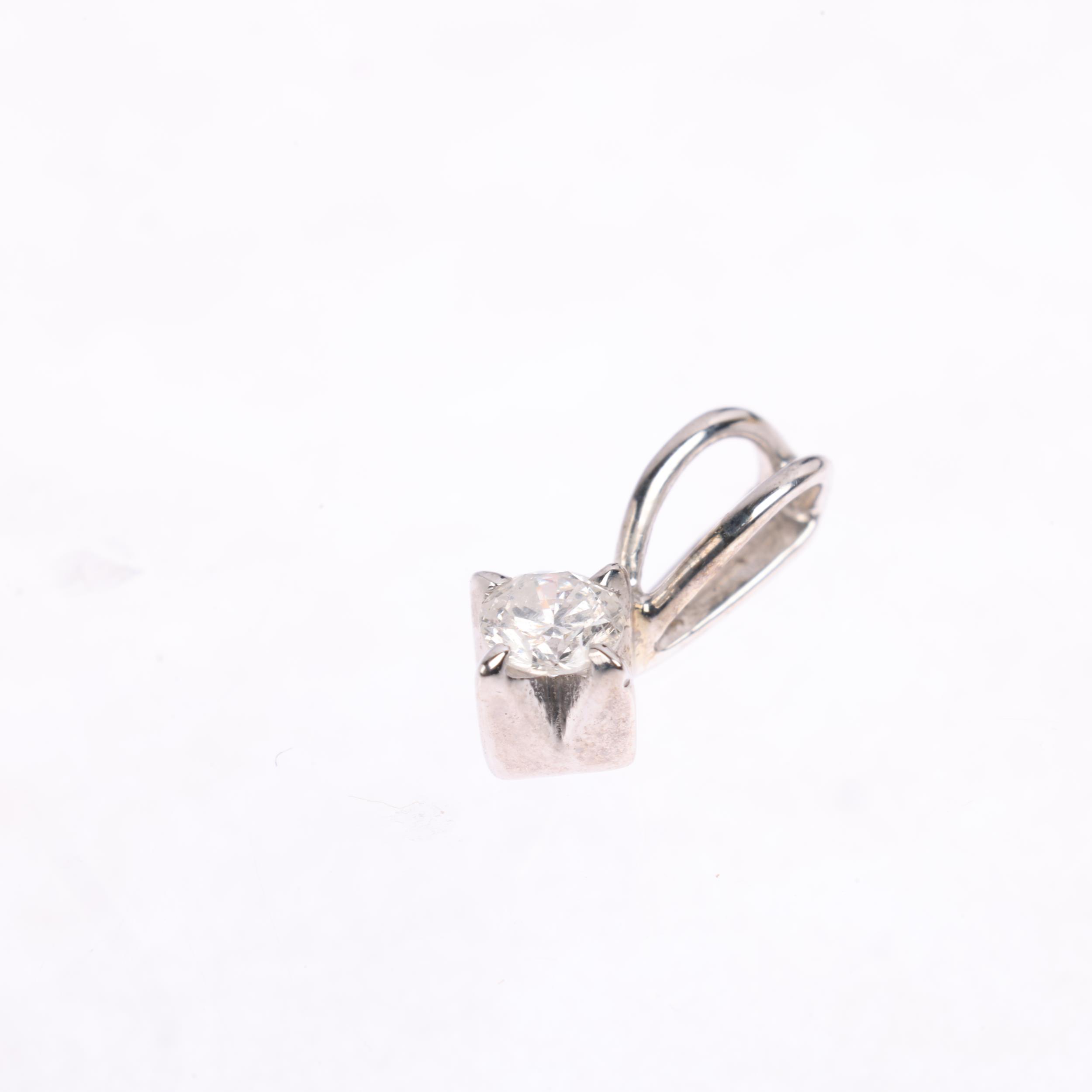 A 9ct white gold 0.15ct solitaire diamond pendant, claw set with modern round brilliant-cut diamond, - Image 2 of 4