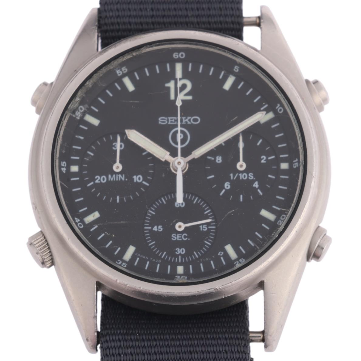 SEIKO - a stainless steel British Military Issue Generation 1 quartz chronograph wristwatch, ref