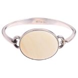 NIELS ERIK FROM - a Danish modernist sterling silver and marine ivory torque bangle, setting
