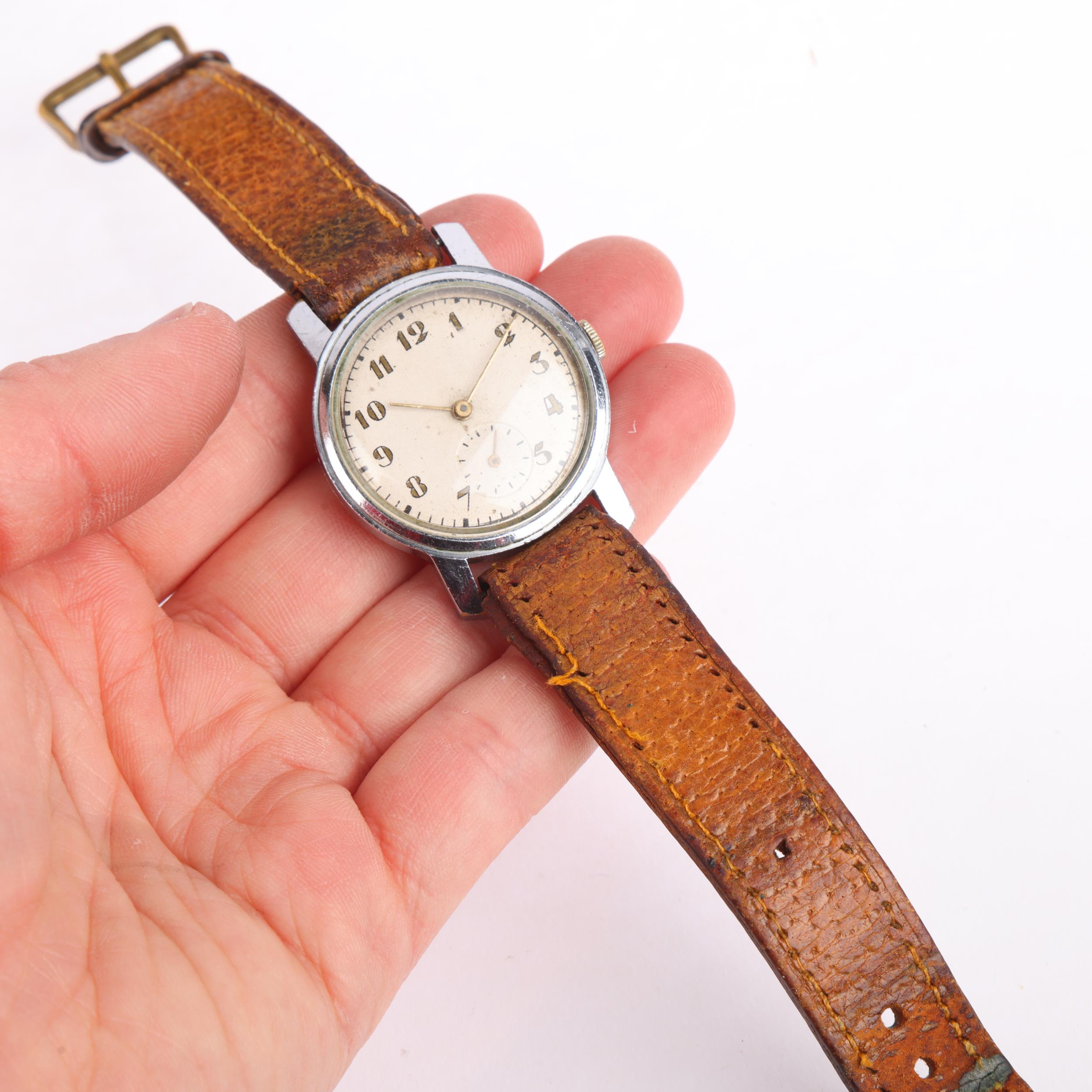 BUTTES WATCH COMPANY (BWC) - a Vintage Swiss stainless steel mechanical wristwatch, circa 1940s, - Image 5 of 5