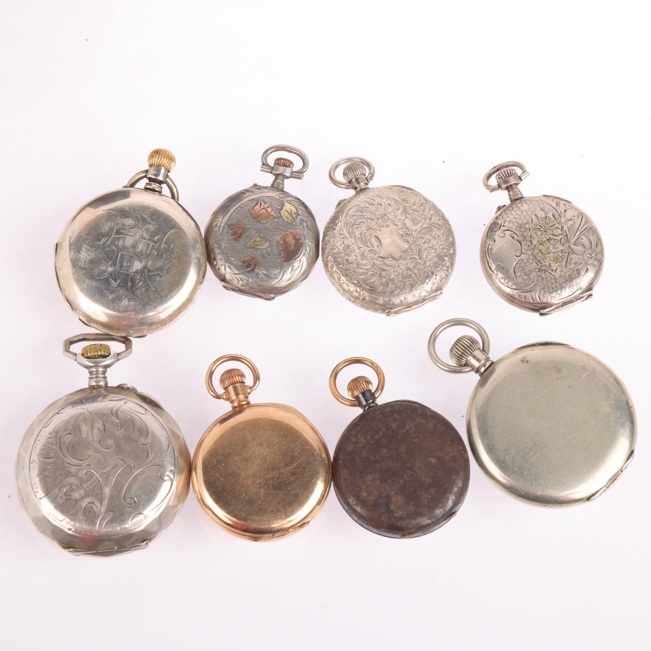 8 fob watches, including silver and gold plated examples Condition Report: Lot sold as seen unless - Image 3 of 5