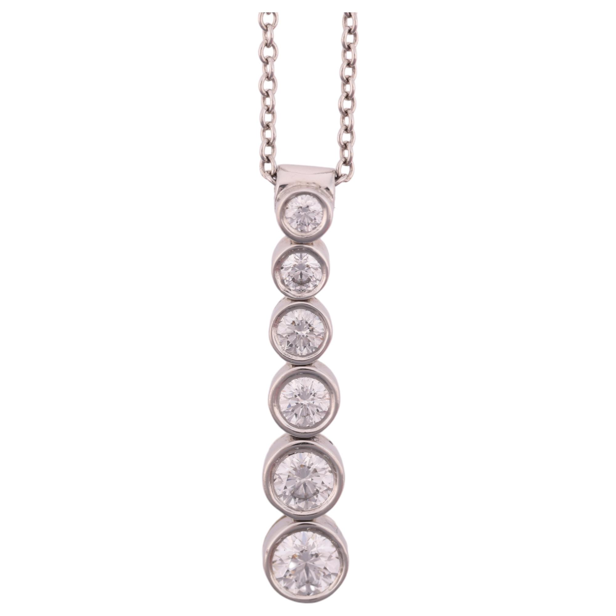 TIFFANY & CO - a platinum diamond Jazz pendant necklace, circa 2003, set with graduated modern round