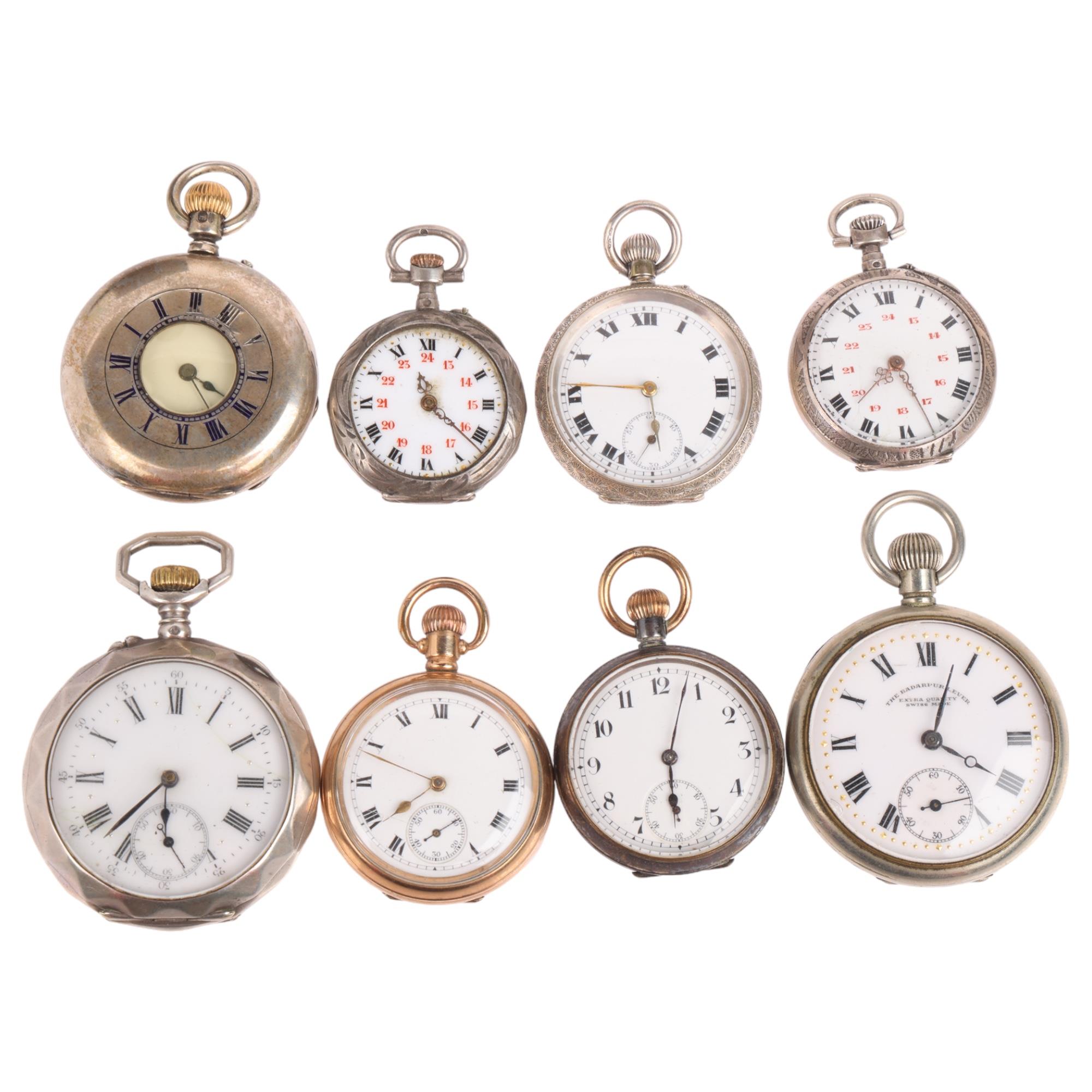 8 fob watches, including silver and gold plated examples Condition Report: Lot sold as seen unless