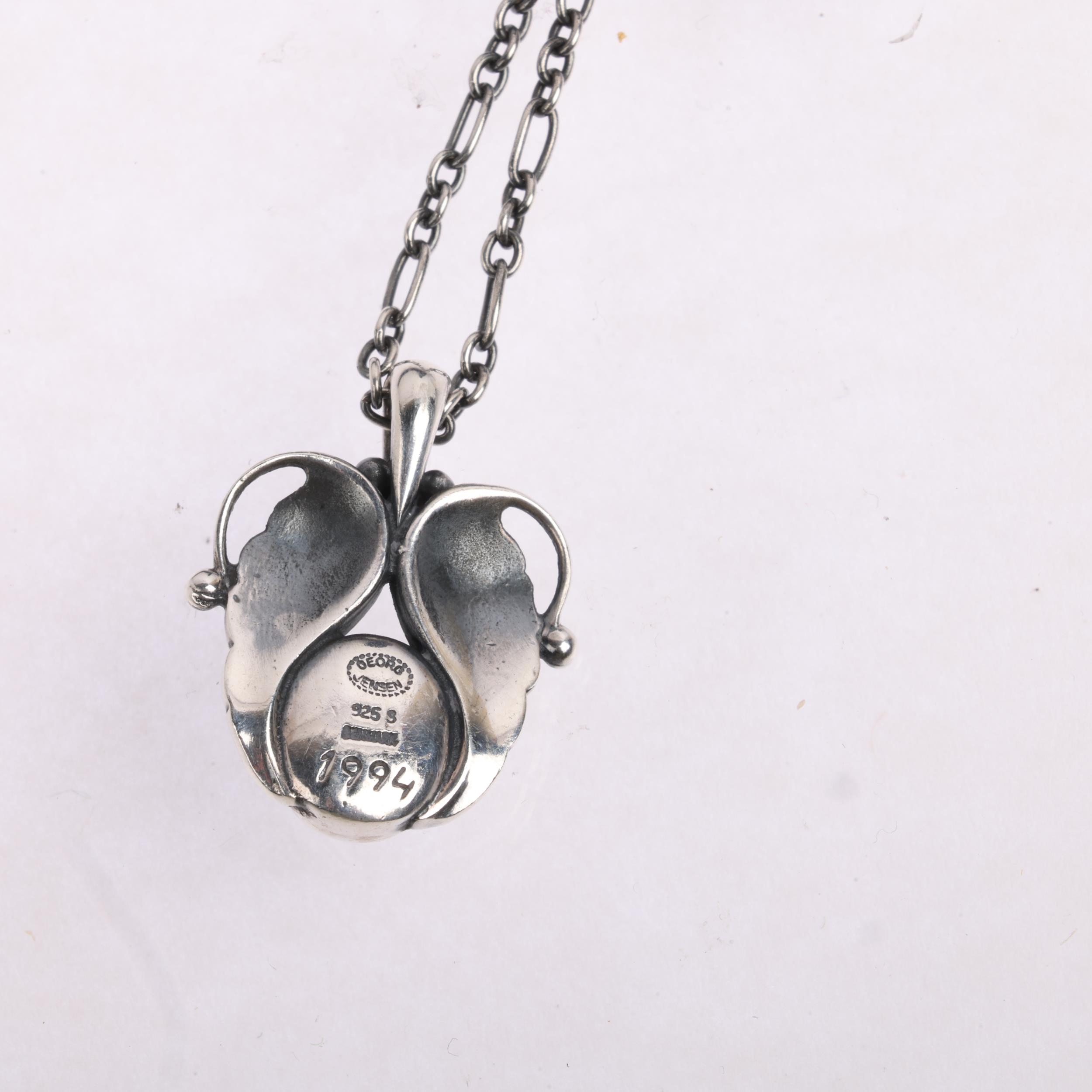 GEORG JENSEN - an Art Nouveau style Danish sterling silver Pendant Of The Year 1994 necklace, on - Image 3 of 3