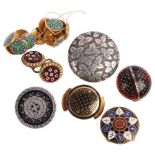 Various Antique buttons and dress studs, including tortoiseshell gold pique inlaid bombe stud,