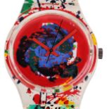 SWATCH - a printed plastic Art Special by Sam Francis quartz wristwatch, ref. GZ123, circa 1992,