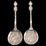 A pair of Victorian silver 'Mythical Figures' spoons, Robert Stebbings, London 1891, 19.5cm, 4.2oz