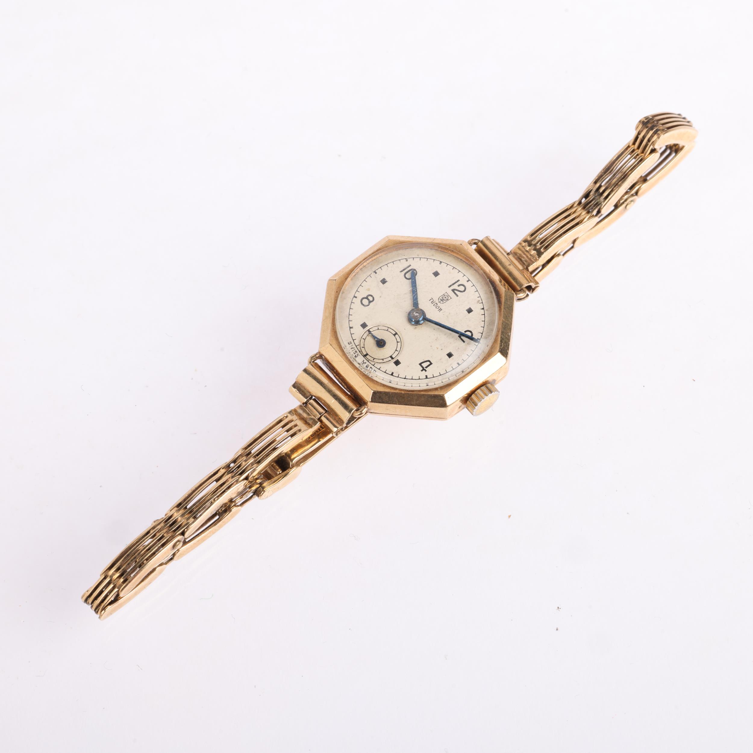 TUDOR - a lady's 9ct gold mechanical wristwatch, ref. 87732, circa 1940s, silvered dial with - Image 2 of 5