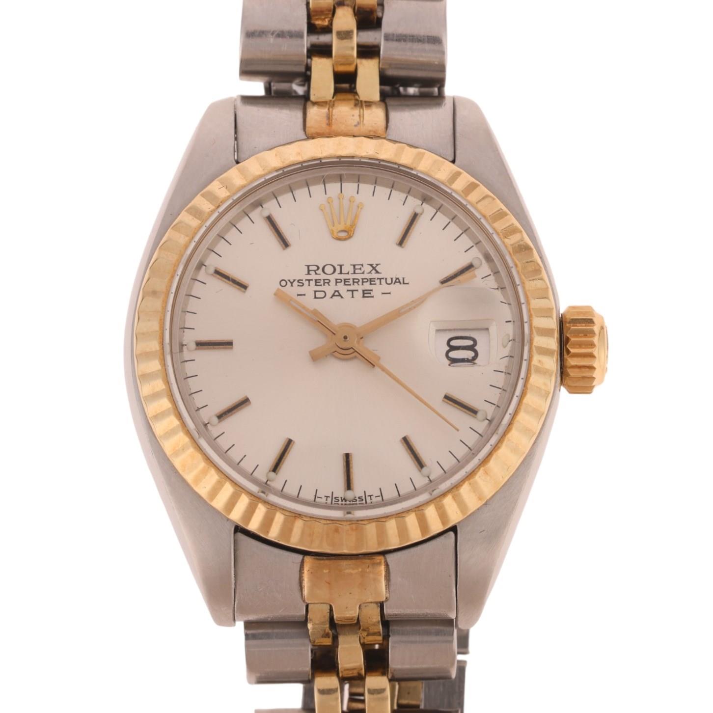 ROLEX - a lady's bi-metal Oyster Perpetual Date automatic bracelet watch, ref. 6917, circa 1978,