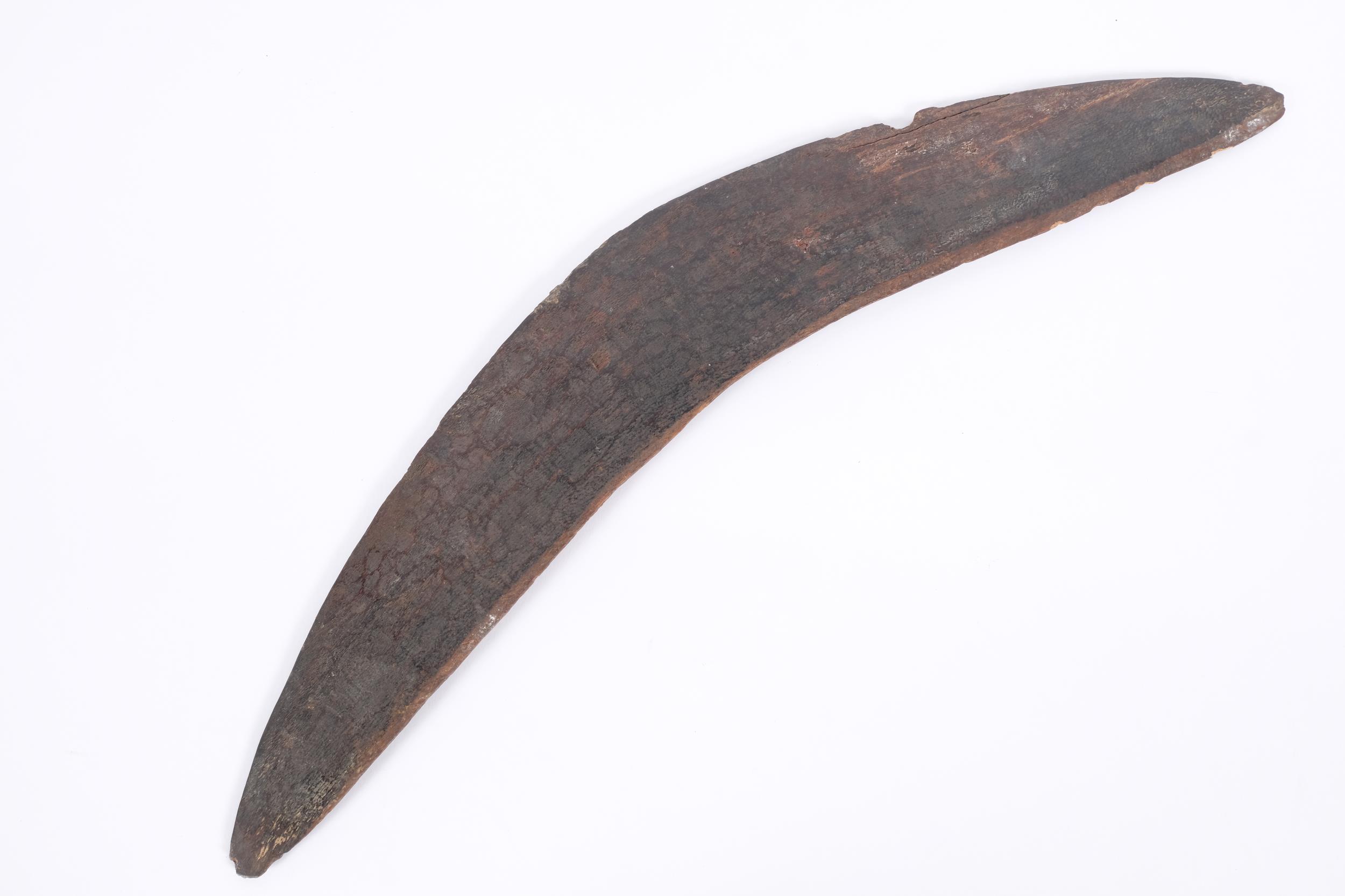 An Australian Aboriginal boomerang, 50cm Edge has a 7cm split, otherwise only general surface wear - Image 2 of 2