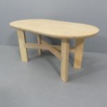 A modernist design birch plywood coffee table. W85cm, H40cm, D45cm.