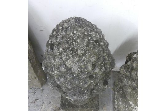 A pair of weathered concrete pineapple finials. 34x57cm. - Image 2 of 2