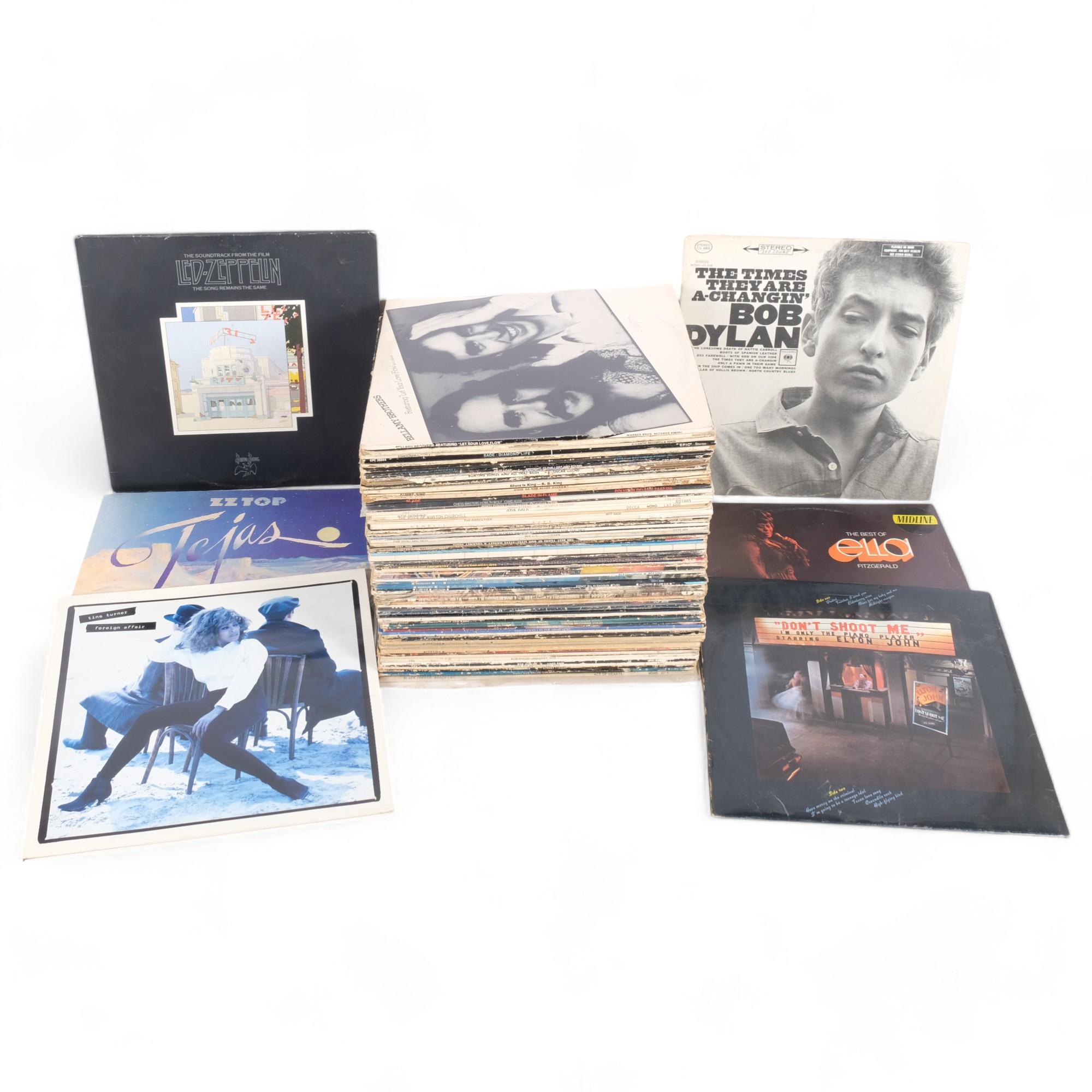 A quantity of vinyl LPs, various artists and genres including ZZ Top, Elton John, Bob Dylan, Kate