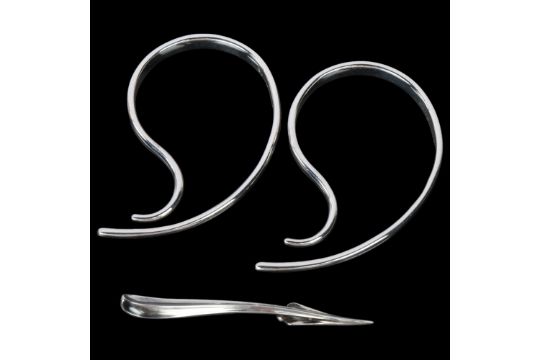 Various Danish modernist silver, including Georg Jensen nut pick, model 68A, and pair of abstract - Image 1 of 3