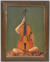 Russian School (Contemporary), The Cellist, oil on canvas, signed, titled verso, 40cm x 30cm (Please