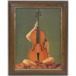 Russian School (Contemporary), The Cellist, oil on canvas, signed, titled verso, 40cm x 30cm (Please