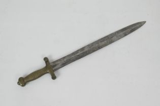 French Napoleonic Wars gladius type short sword, circa 1832, with reeded brass hilt, double sided