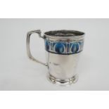 Edwardian silver and enamelled christening tankard, by William Hutton and Sons, London 1902, ovoid