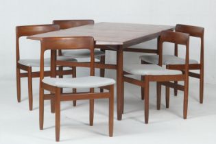 John Herbert for Younger Furniture, teak dining room suite comprising pull out extending dining