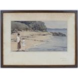 Monogrammist W E R, On the beach, Changi, watercolour, signed with initials, titled to the mount and