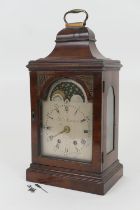 George III mahogany bracket clock, by Jonathan Mann, London, caddy top with lacquered brass carrying
