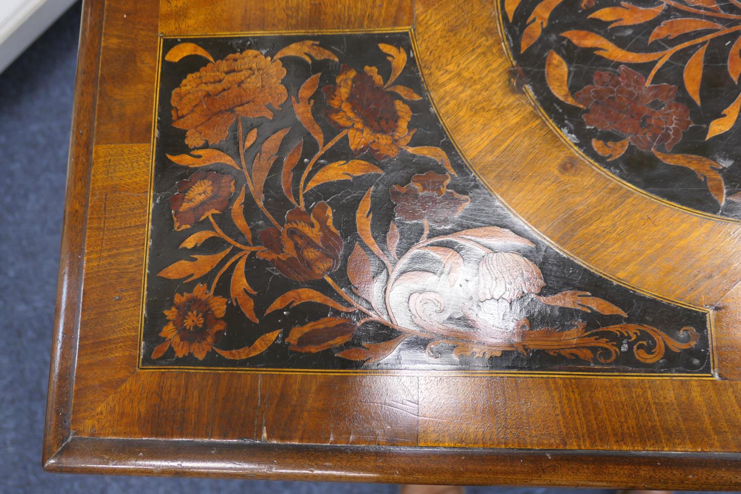 Walnut and marquetry inlaid chest on stand, in the William and Mary style, inlaid to the top and - Image 9 of 18