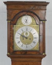 John Greaves, Newcastle, walnut eight day longcase clock, mid 18th Century, the hood with cavetto