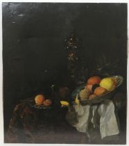 Russian School (late 20th Century), Decept, After the Old Masters, still life with fruit, silver