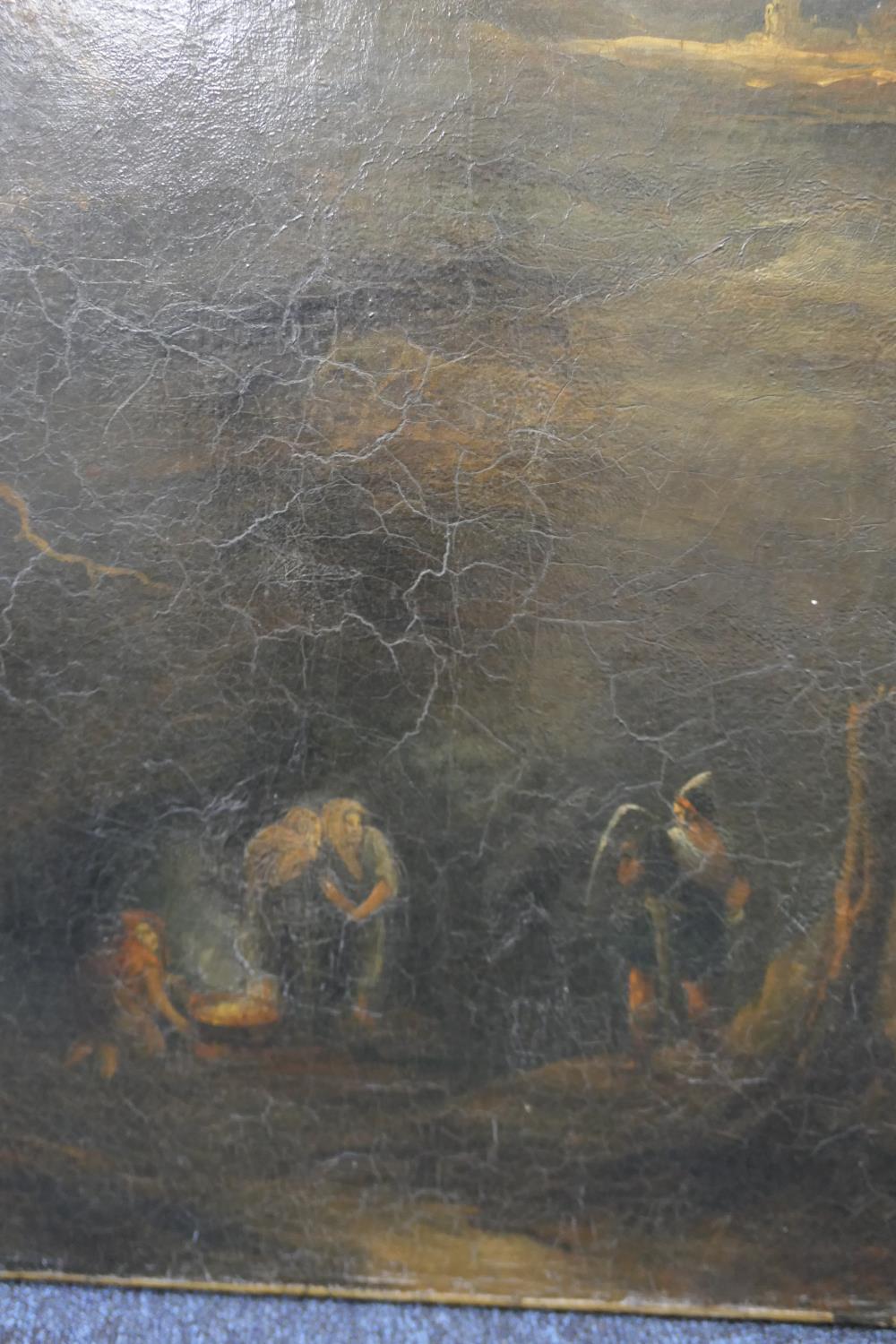 In the style of John Martin, The Refuge, oil on relined canvas, 19th Century, unframed, 76cm x - Image 9 of 12