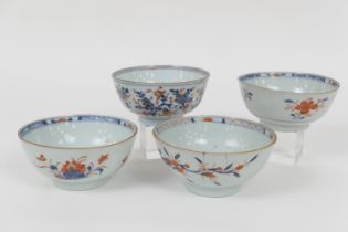 Four Chinese Imari Export bowls, all 18th Century, the largest 15cm diameter (Please note