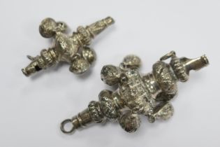 Victorian child's silver rattle, Chester 1899, maker indistinct C.?, probably Charles Horner, with