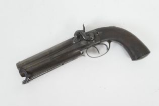 Double barrelled over and under percussion pistol by Wilkinson, London, .50 calibre, 6'' barrels,