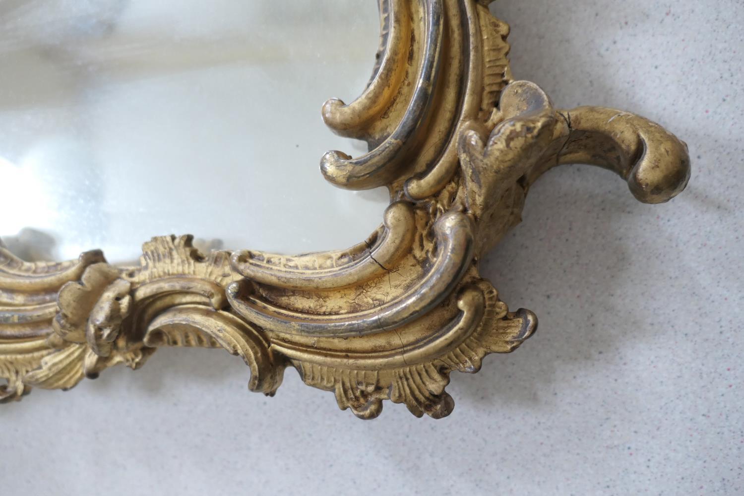 Victorian gilt moulded triptych overmantel mirror, mid 19th Century, having three bevelled glass - Image 6 of 9