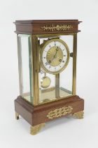 French mahogany and ormolu mounted four glass mantel clock, late 19th Century, in the Empire