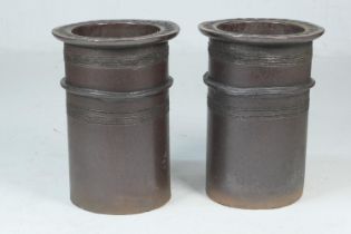Pair of Buckley Pottery salt glazed drain couplings, probably late 19th Century, height 62cm, 44cm