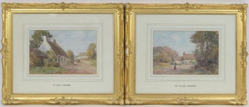 James W Milliken (1865-1945), Pair, At Raby, Cheshire, and The Village Halewood, watercolours, one
